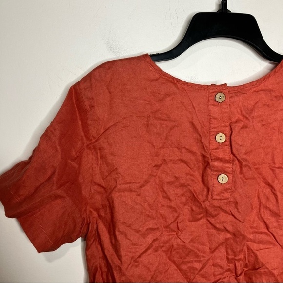 Rachel Zoe 100% linen knot front top short sleeve size large - Picture 4 of 5